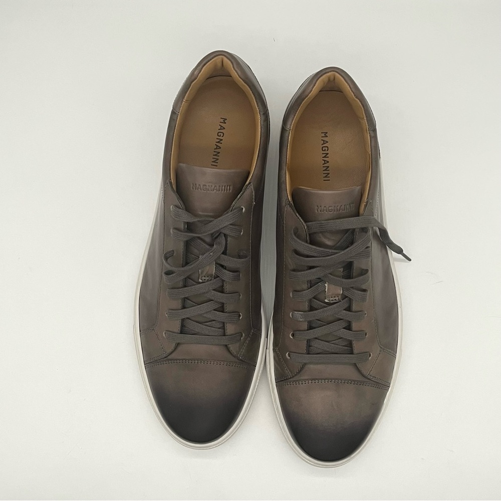 Magnanni Lace Up Sneaker - Gray Leather - Size 13 - Picture 7 of 11